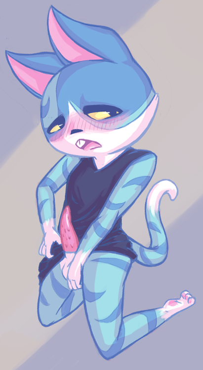 animal_crossing anthro balls blush erection feline fur furry male male_only moe_(animal_crossing) nintendo no_humans pawpads paws penis reality_undoer solo source_request year_request