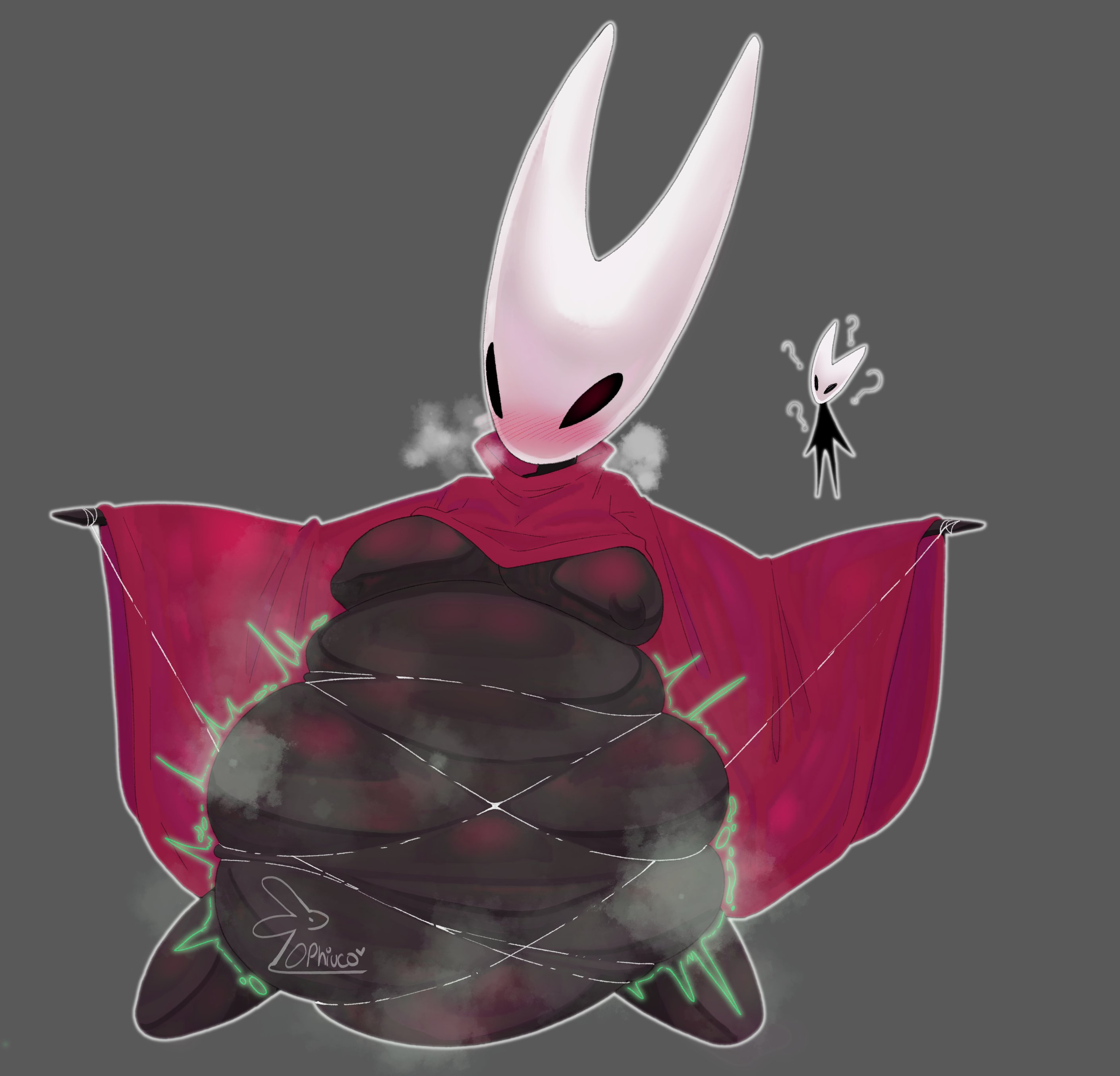 anthro, arthropod, female, female pred, hollow knight, hollow knight: silksong, hornet (hollow knight), hyper, hyper belly, ophi, ophiucouwu, vore, vore belly