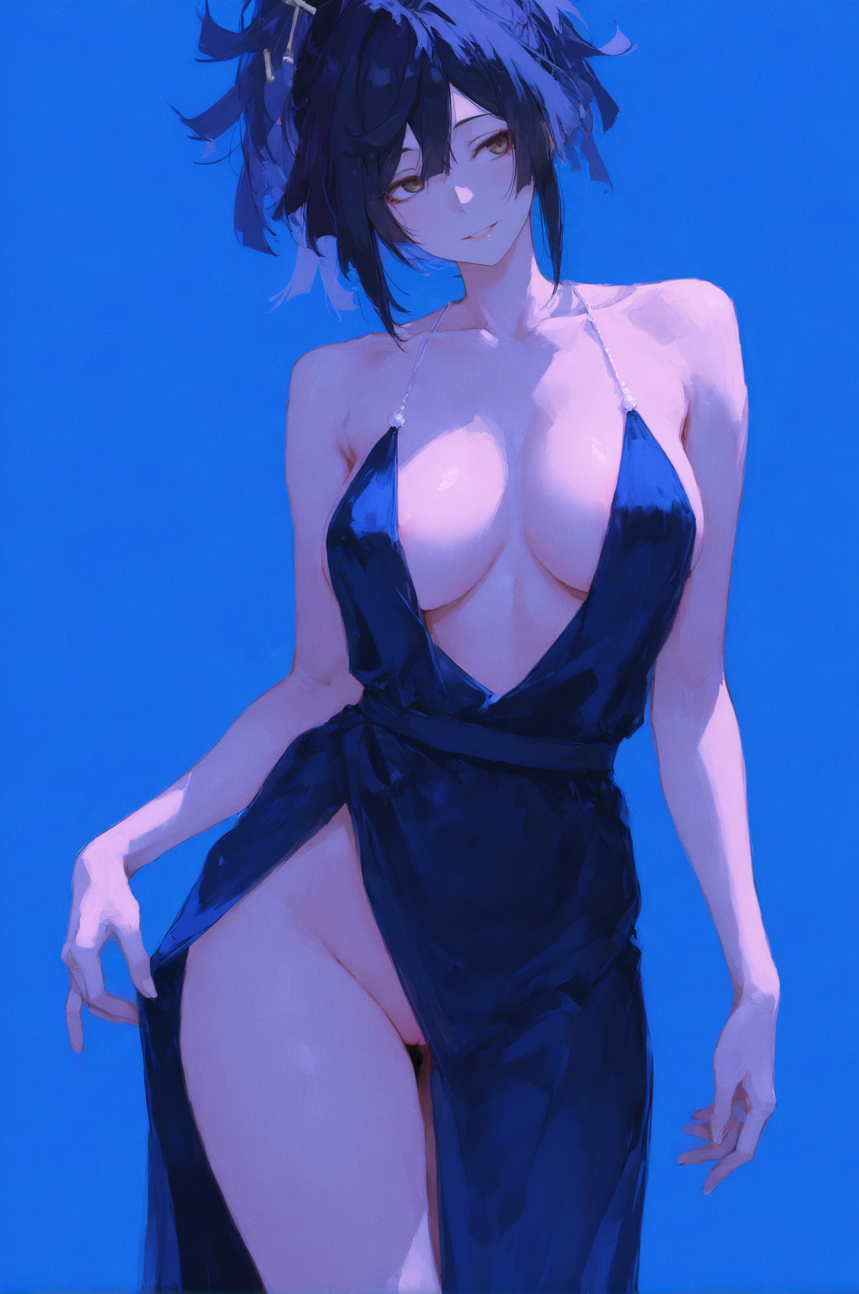 ai generated, dress, female, hi res, hires, jigokuraku, pussy, solo, tomatamara, uncensored, yuzuriha (jigokuraku)