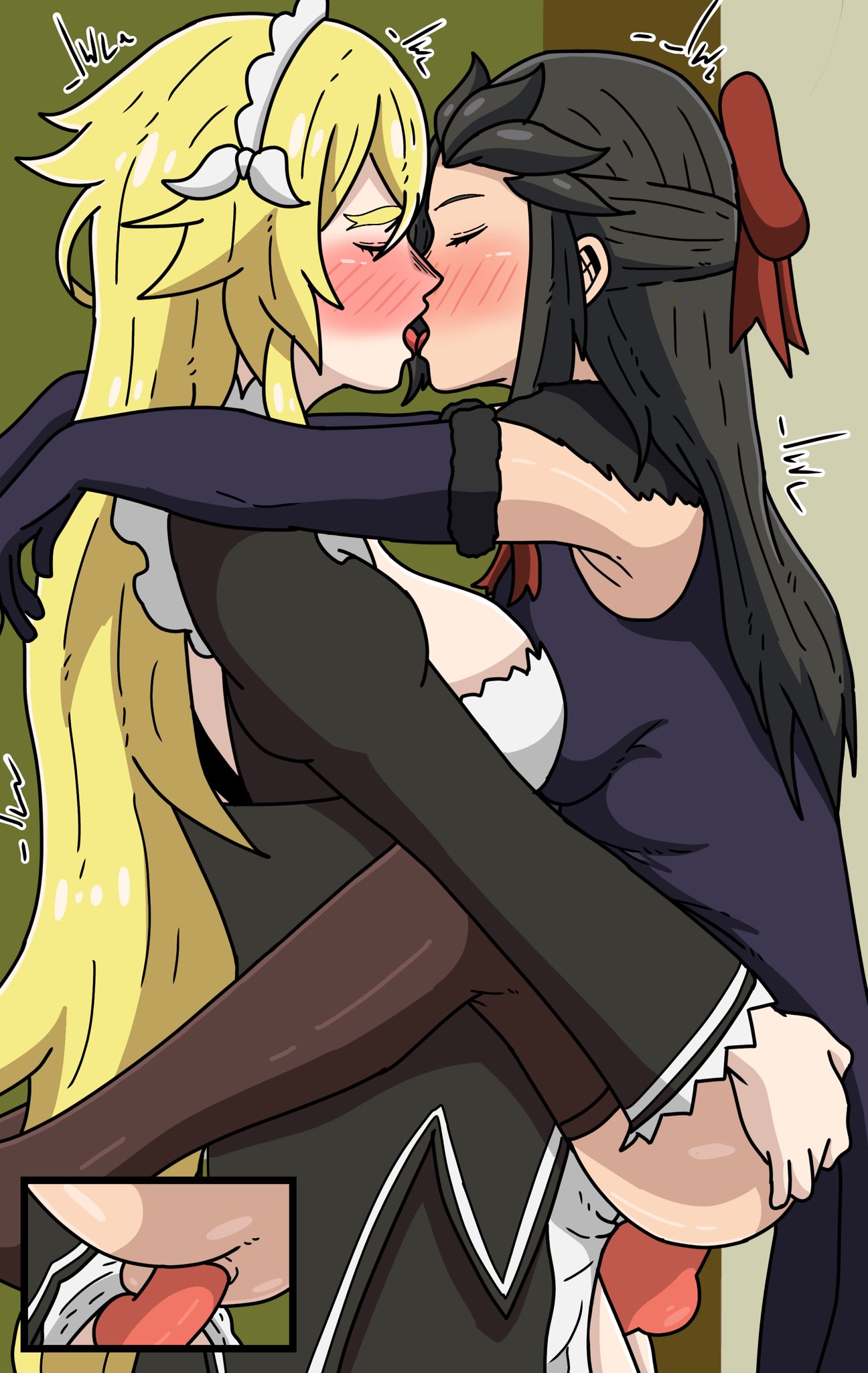 anal, anal insertion, anal penetration, anal sex, apoelayoshi7, blonde, blonde female, blonde hair, blonde hair female, blonde-haired female, cock, dick, frederica baumann, genitals, kiss, kissing, natsuki subaru, natsumi schwarz, penis, re:zero kara hajimeru isekai seikatsu, sex