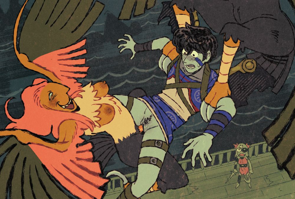 breasts, breasts out, cuntboy, cuntboy on futa, cuntboy penetrated, flying, flying sex, futanari, hades (game), hades 2, harpy, harpy girl, icarus (hades), melinoe (hades), pink hair, ship, siren, surprised, surprised expression, taylor titmouse, the sirens (odyssey), trans man, trans woman, transgender, vaginal penetration, vaginal sex