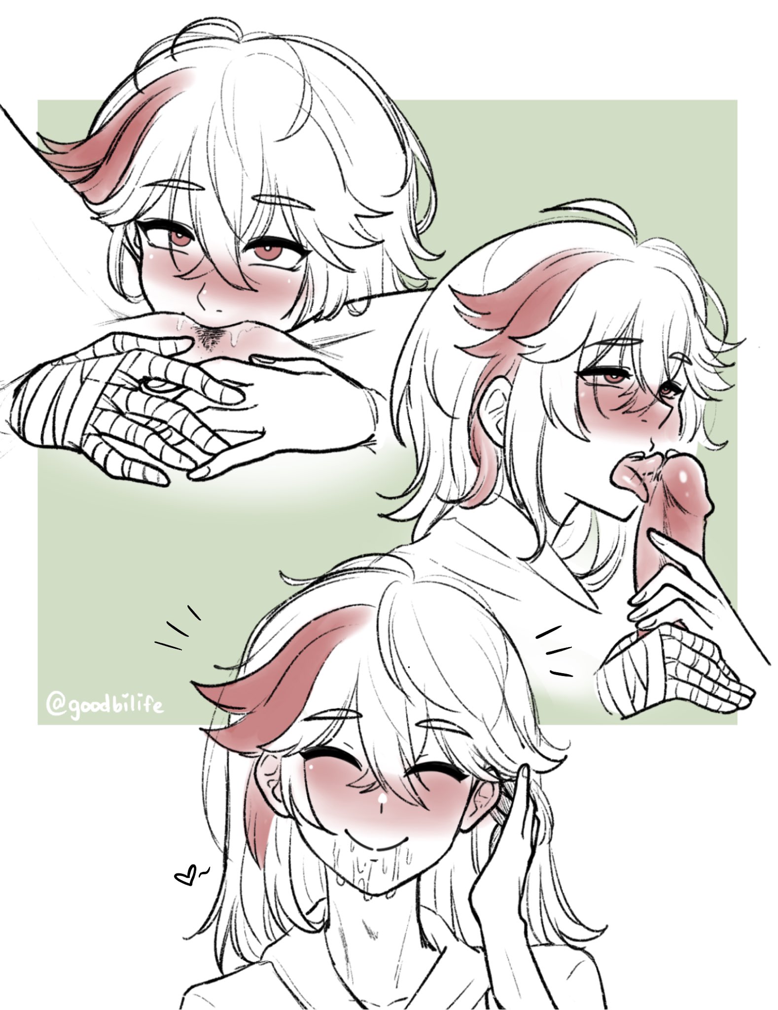bisexual male, blowjob, cute, femboy, fluids, genshin impact, goodbilife, happy, happy sex, horny, kaedehara kazuha, oral sex, penis, vagina