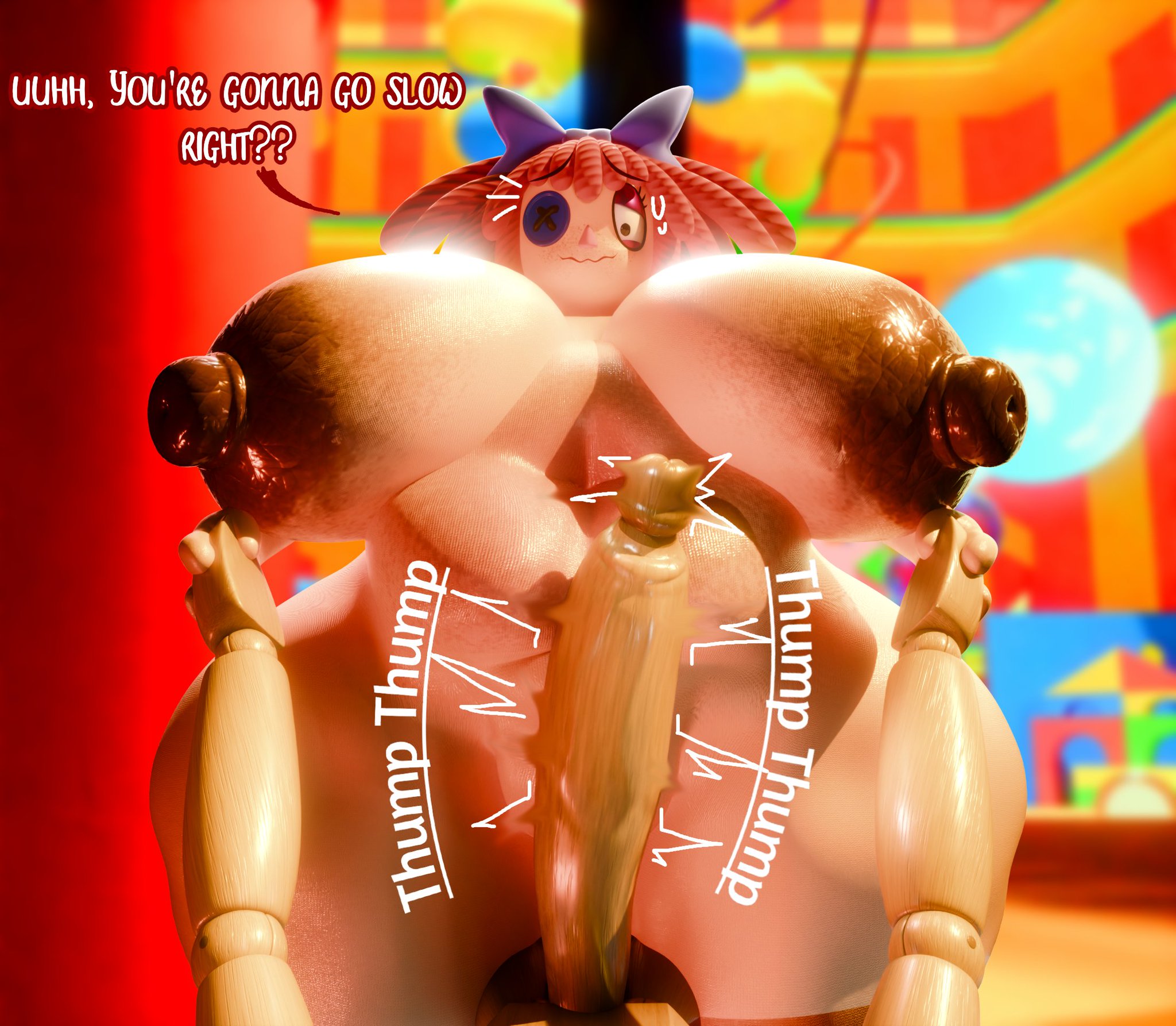 3d, chubby female, coolbeanoishere, huge ass, huge breasts, huge cock, hyper ass, hyper breasts, hyper penis, large breasts, ragatha (the amazing digital circus), straight, tagme, the amazing digital circus, thick thighs