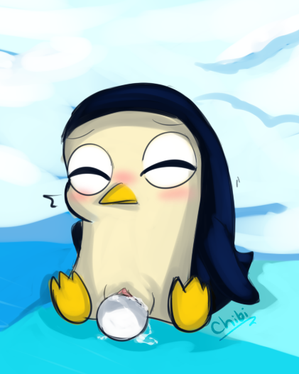 adventure_time blush chibitracy closed_eyes gunter gunther_(adventure_time) humanoid_pussy laying_egg