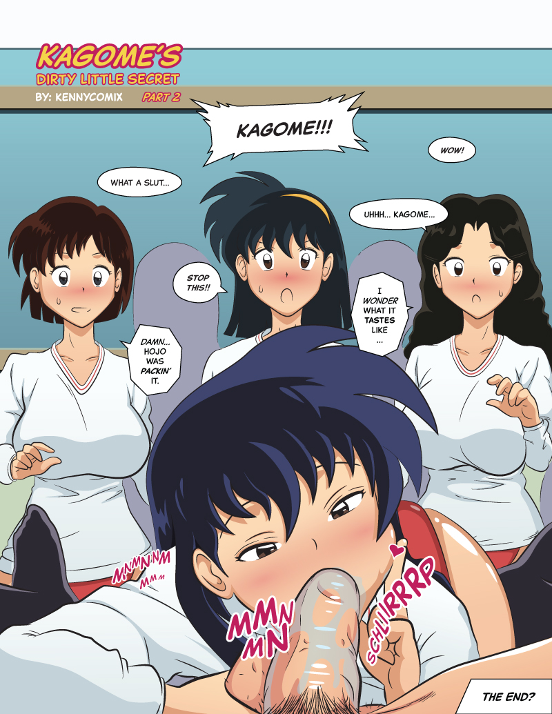 1boy 4girls :o ayumi_(inuyasha) balls big_breasts black_hair blowjob blue_hair blush breasts brown_eyes brown_hair buruma cheating clothed clothes color comic english_text eri_(inuyasha) fellatio female gym_uniform half-closed_eyes hojo_(inuyasha) human inuyasha juices kagome_higurashi kennycomix long_hair male male_pubic_hair medium_hair multiple_girls naughty_face netorare one_shot onlookers oral penis pubic_hair saliva shocked straight text yuka_(inuyasha)