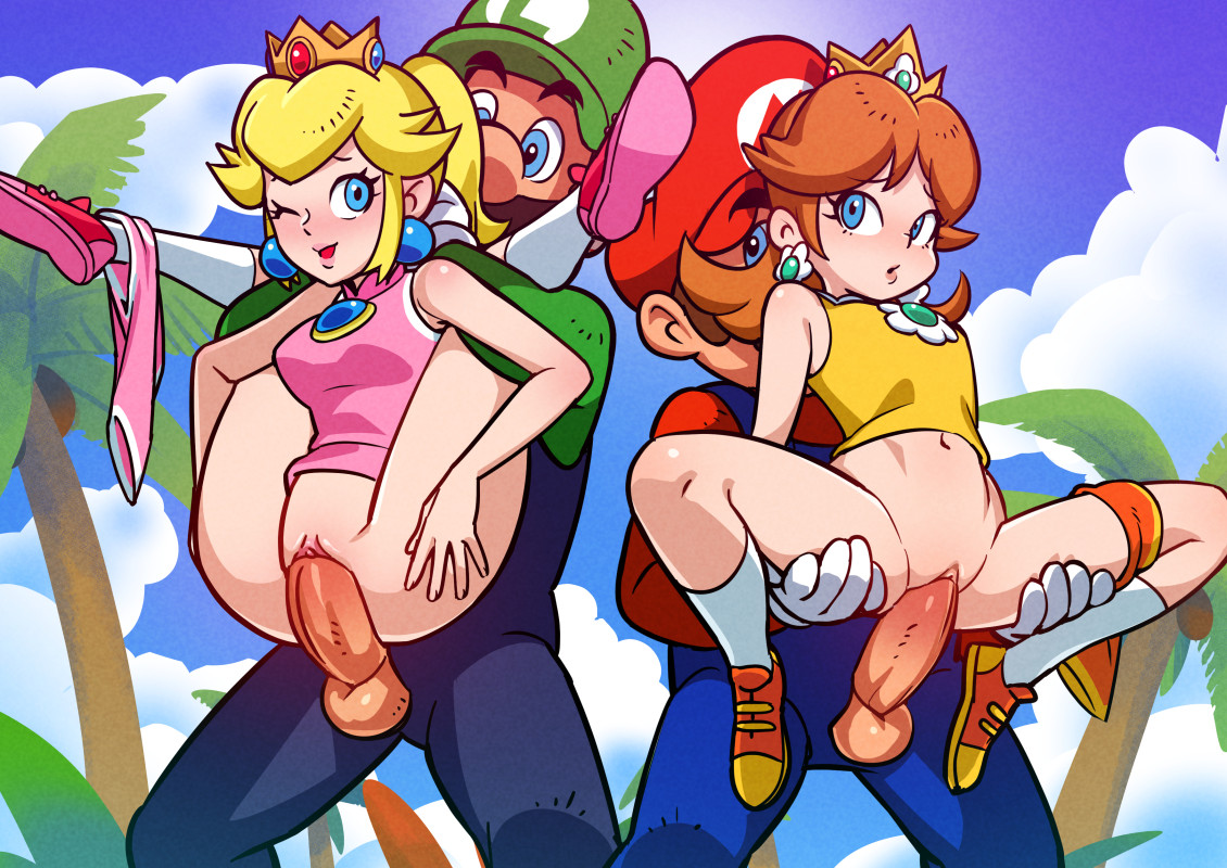 2025, 2boys, 2d, 2girls, accurate art style, arched back, arm support, arms around neck, ass, athletic, athletic female, balls, bedroom eyes, big breasts, big penis, blonde hair, blue eyes, blue overalls, blush, bottomless, bottomless female, breasts, brown hair, bubble ass, bubble butt, canon, canon couple, carrying another, clothed, clothed sex, clothing, clothing aside, clouds, color, crown, digital media (artwork), ear piercing, earrings, erect nipples, erection, eyelashes, fat cock, female, female penetrated, fucked silly, full nelson, genitals, gloves, green hat, green shirt, half closed eyes, hat, hi res, human, human female, human male, human on human, human on humanoid, human penetrated, human penetrating, humanoid, humanoid male, interspecies, large penis, leaning, leg grab, legs apart, legs up, light skin, light-skinned female, light-skinned male, long hair, looking pleasured, loving it, luigi, makguff, male, male penetrating, male penetrating female, male/female, mammal, mario, mario (series), mario hoops 3 on 3, mature, mature female, mature male, medium breasts, medium hair, narrowed eyes, nintendo, nipples, no pants, open clothes, open mouth, orange shoes, orgasm face, outdoors, overalls, partner swap, penis, penis in pussy, pink shirt, pink shoes, pink shorts, ponytail, princess, princess daisy, princess peach, pussy, red hair, red hat, red shirt, rolling eyes, royalty, sex, shoes, shorts, shorts around one leg, shorts down, slim, slim waist, socks, spread legs, stand and carry, straight, straight sex, stretched pussy, swapping partners, swingers, tennis uniform, testicles, thick penis, thick thighs, thin, thin waist, thrusting, tight pussy, trees, trembling, vaginal penetration, vaginal sex, white gloves, white socks, wide hips