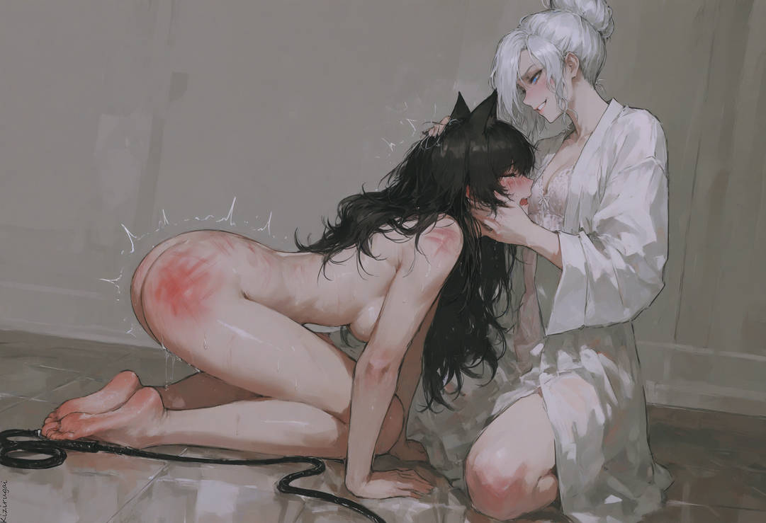 ai generated, blake belladonna, cat ears, crying, female, kizirugai, punishment, rwby, spank marks, whip, whip marks, winter schnee