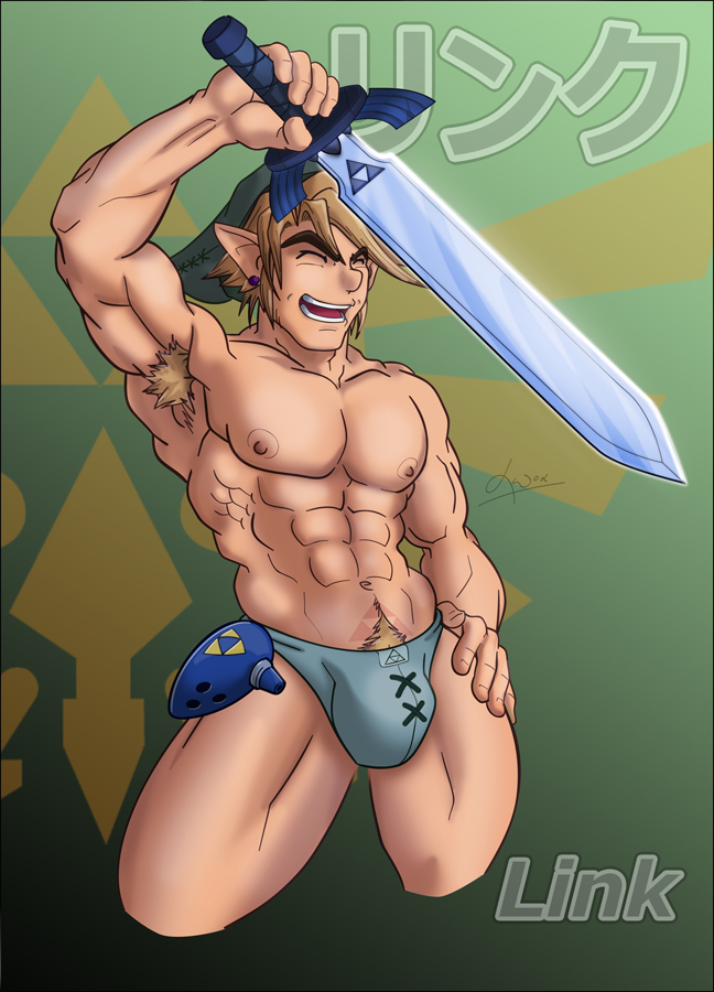 1boy abs armpit_hair armpits biceps hair link male male_only monkeygogo muscles muscular_armpits pecs serratus_anterior solo the_legend_of_zelda