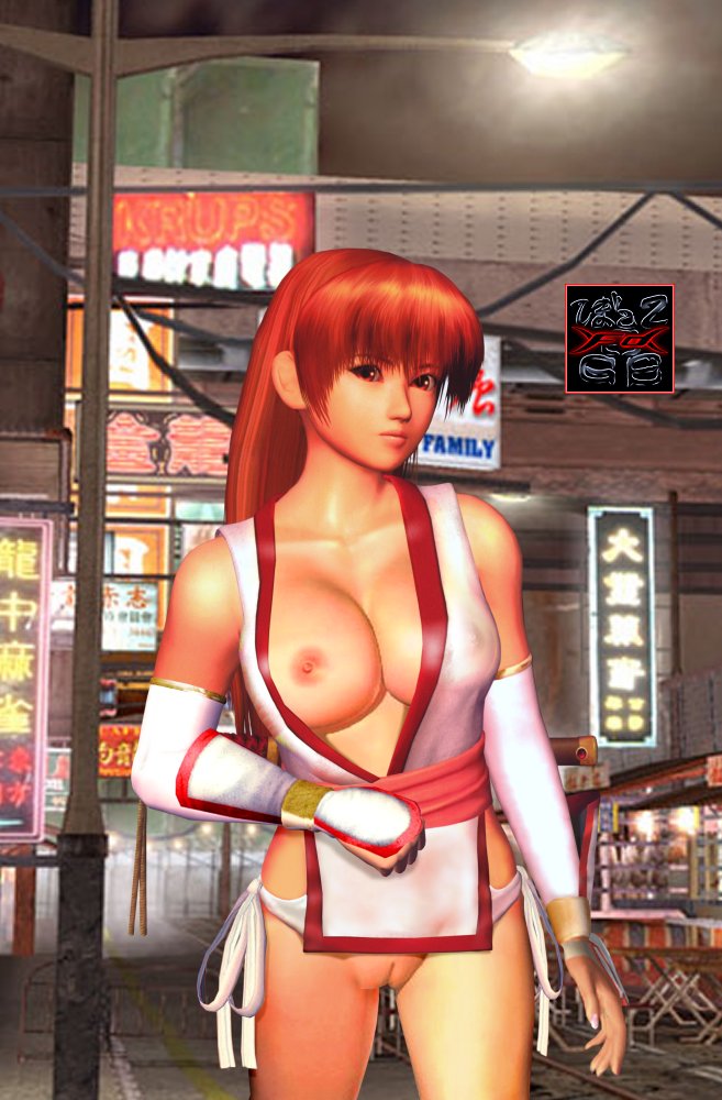 3d breasts cleavage dead_or_alive edit female kasumi_(doa) long_hair nipples nude_filter photoshop pussy red_hair uncensored