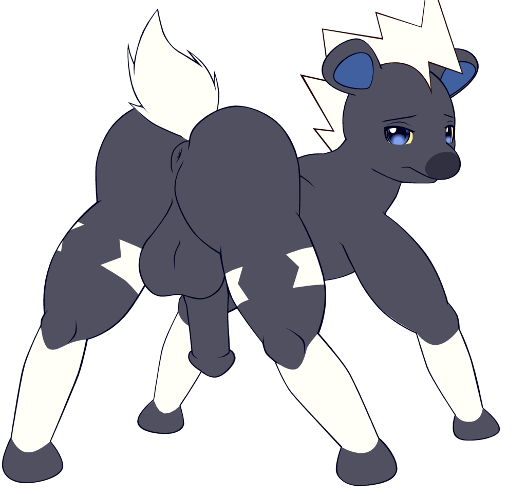 back_view blitzle color devilishimmorality feral fur looking_back male male_only nude penis pokemon solo tagme testicles