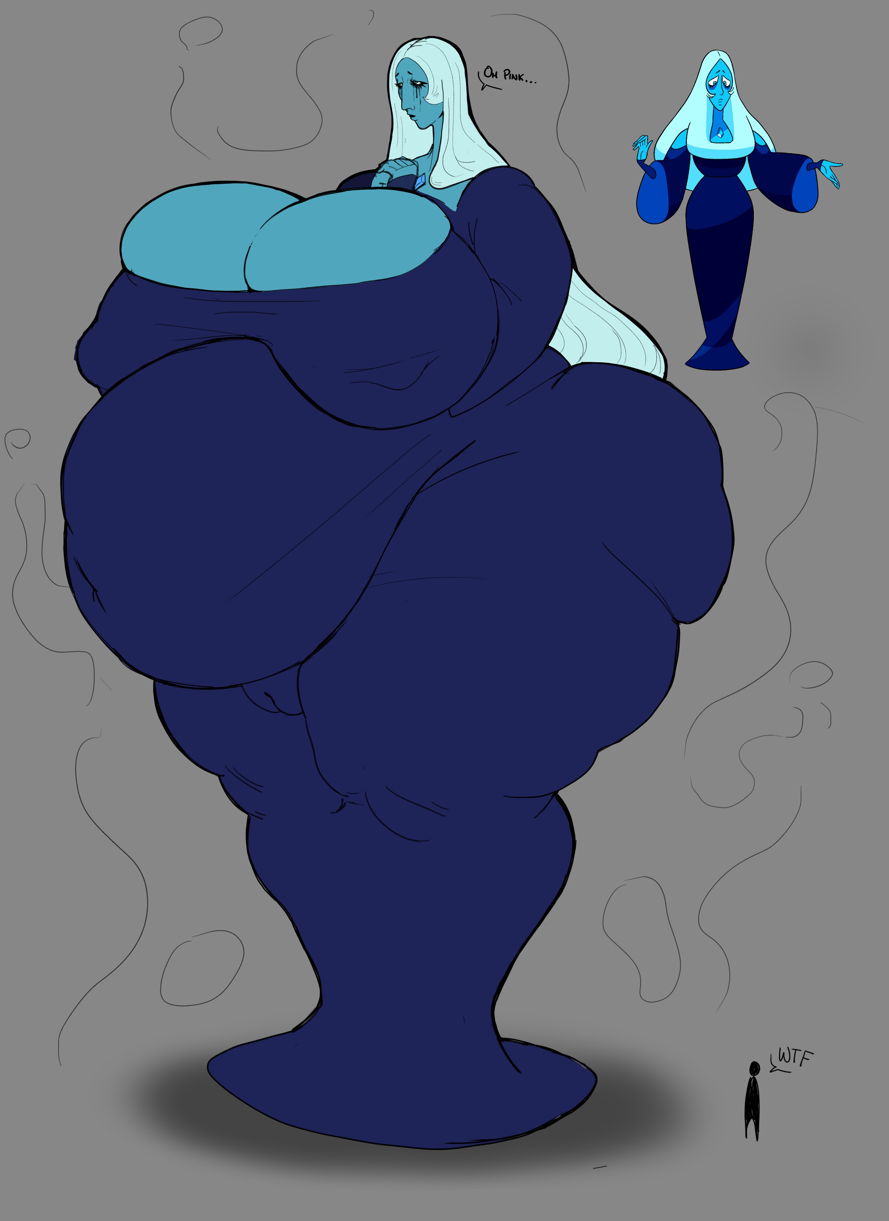 blue diamond (steven universe), crumplednapkins, giantess, huge ass, huge belly, huge breasts, hyper, hyper belly, hyper breasts, hyper butt, hyper thighs, nappynapnapkins, pussy, pussy focus, size difference