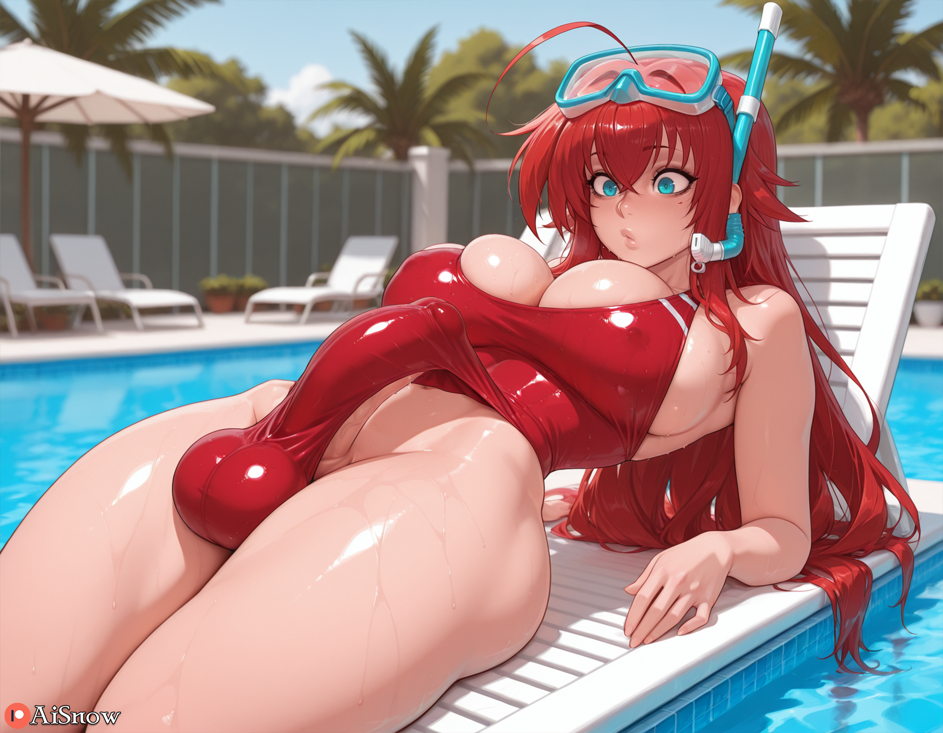 1futa, abs, ai generated, aisnow, balls, blush, breasts, bulge, erection, erection under clothes, fit, fit futa, futa only, futadom, futanari, high school dxd, huge breasts, huge cock, intersex, legs, long penis, muscles, muscular, muscular futa, nipples, penis, poolside, red hair, rias gremory, solo, sweat, sweatdrop, sweating, swimsuit, thighs, underboob, vein, veiny penis, wet