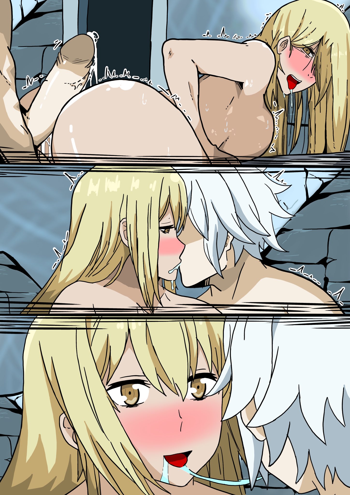 1boy, 1girls, after orgasm, after sex, after vaginal, aiz wallenstein, apoelayoshi7, bell cranel, blonde, blonde female, blonde hair, blonde hair female, blonde-haired female, boobs, breasts, cock, completely nude, completely nude female, completely nude male, dick, dungeon ni deai wo motomeru no wa machigatteiru darou ka, female, genitals, nipples, no bra, no panties, nude, nude female, nude male, penis, semen, tits, woman