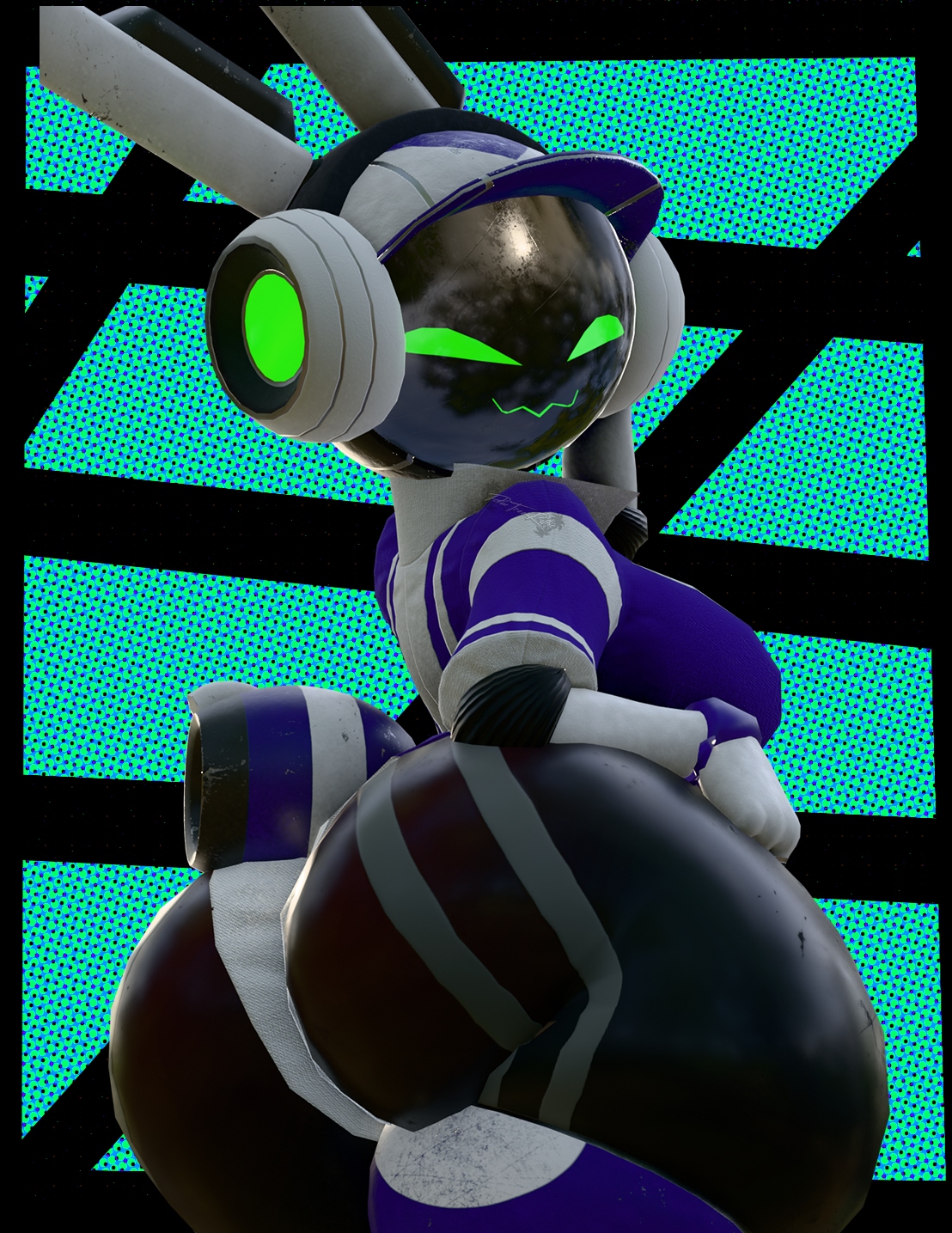 1girls, 3d, anaroth, ass, big ass, big butt, bunny, bunny girl, fat ass, female, furry, hype ass, hyper, looking at viewer, looking back, mob face, pose, project turboblast, rabbit, rabbit girl, robot, robot girl, screen face, tempo (project turboblast), thick ass, thick butt, thick thighs