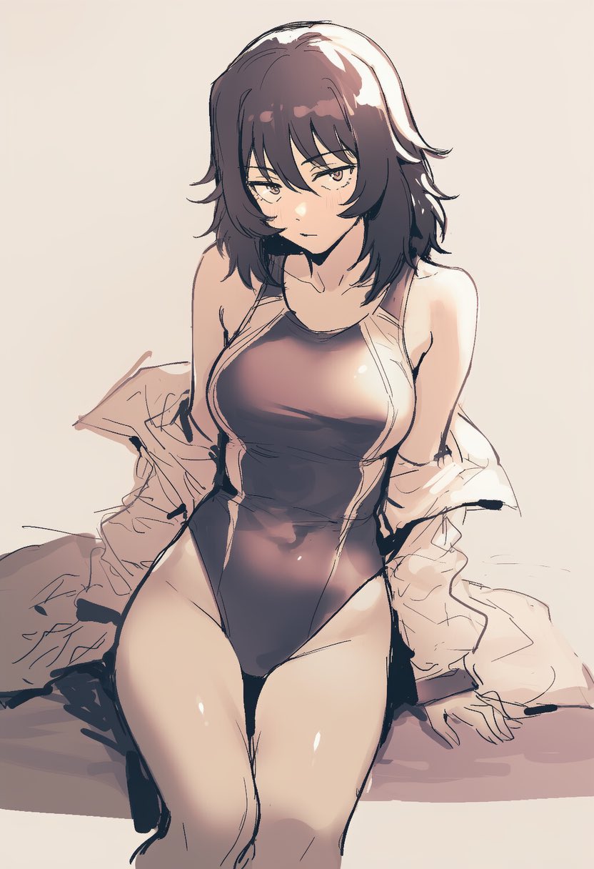 1girls, ai generated, andou (girls und panzer), brown hair, brunette hair, female, girls und panzer, kobayashi3biker, schoolgirl, swimsuit, swimwear, tagme, tanned, tanned body, tanned female, tanned skin, tomboy