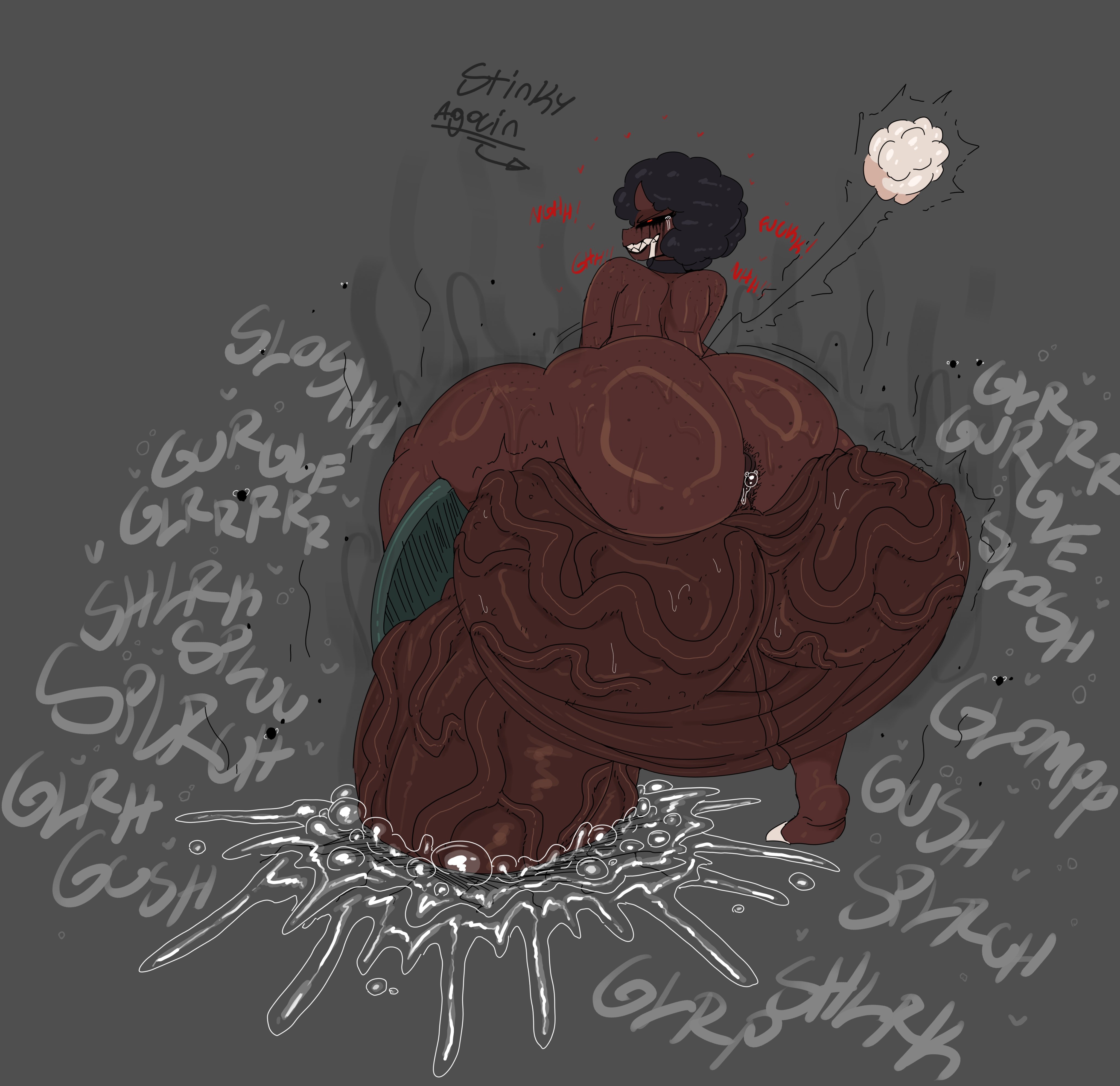 clouds, dark skin, dark-skinned femboy, dark-skinned male, dark-skinned sissy, dark-skinned twink, femboy, fuck, hair, hairy penis, humanoid, hyper balls, hyper penis, hyper throb, leaking cum, male, manhole, meat wall (body type), miffy (slinkmayker), nude, penis bigger than body, precum, pulsating cock, sex toy, slinkmayker, smelly, smelly cock, smoke, smoking, solo, stinky, stinky ass, stinky balls, sweating, tears, text, throbbing balls, throbbing penis, veiny, veiny balls, veiny penis
