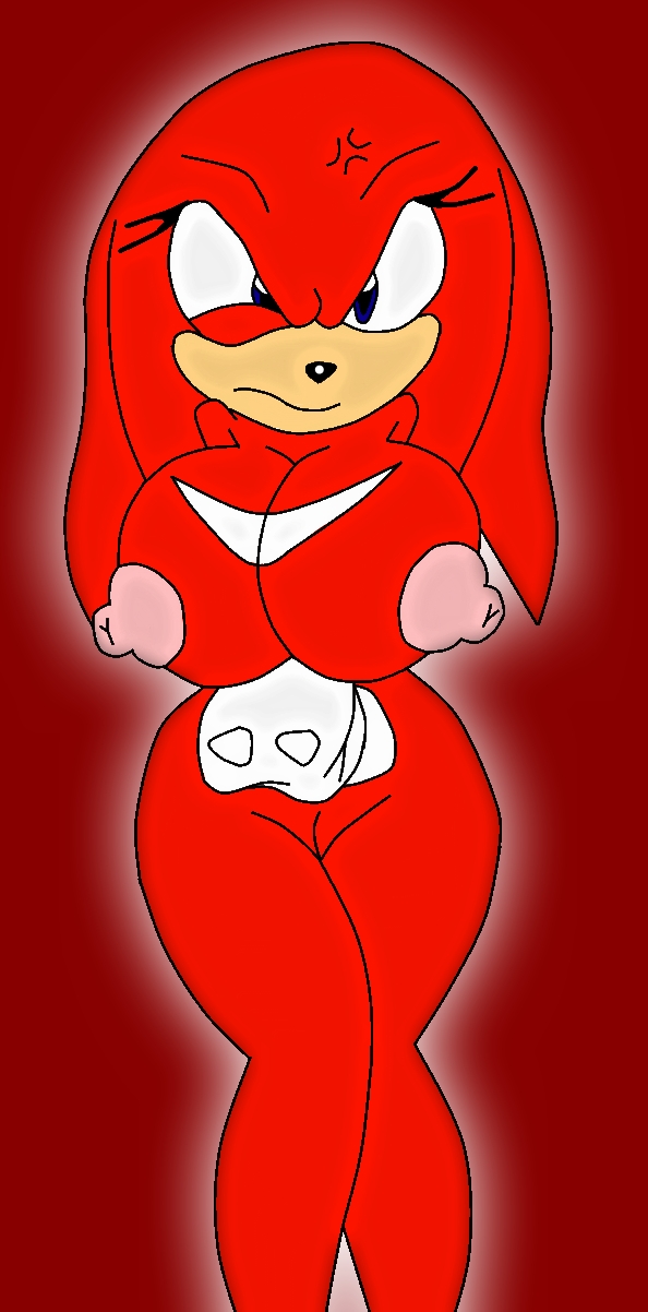 anthro beige_skin breasts color echidna exposed_breasts eyes female female_only front_view fur furry_breasts knora_the_echidna knuckles_the_echidna mammal monotreme open_eyes pussy red_fur rule_63 solo sonic_(series) standing supersonicrulaa