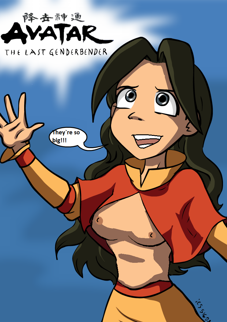 1girls aang air_nomad airbender_tattoo avatar_legends avatar_the_last_airbender clothing english_text female female_only human ics rule_63 small_breasts solo speech_bubble text the_avatar third-party_edit