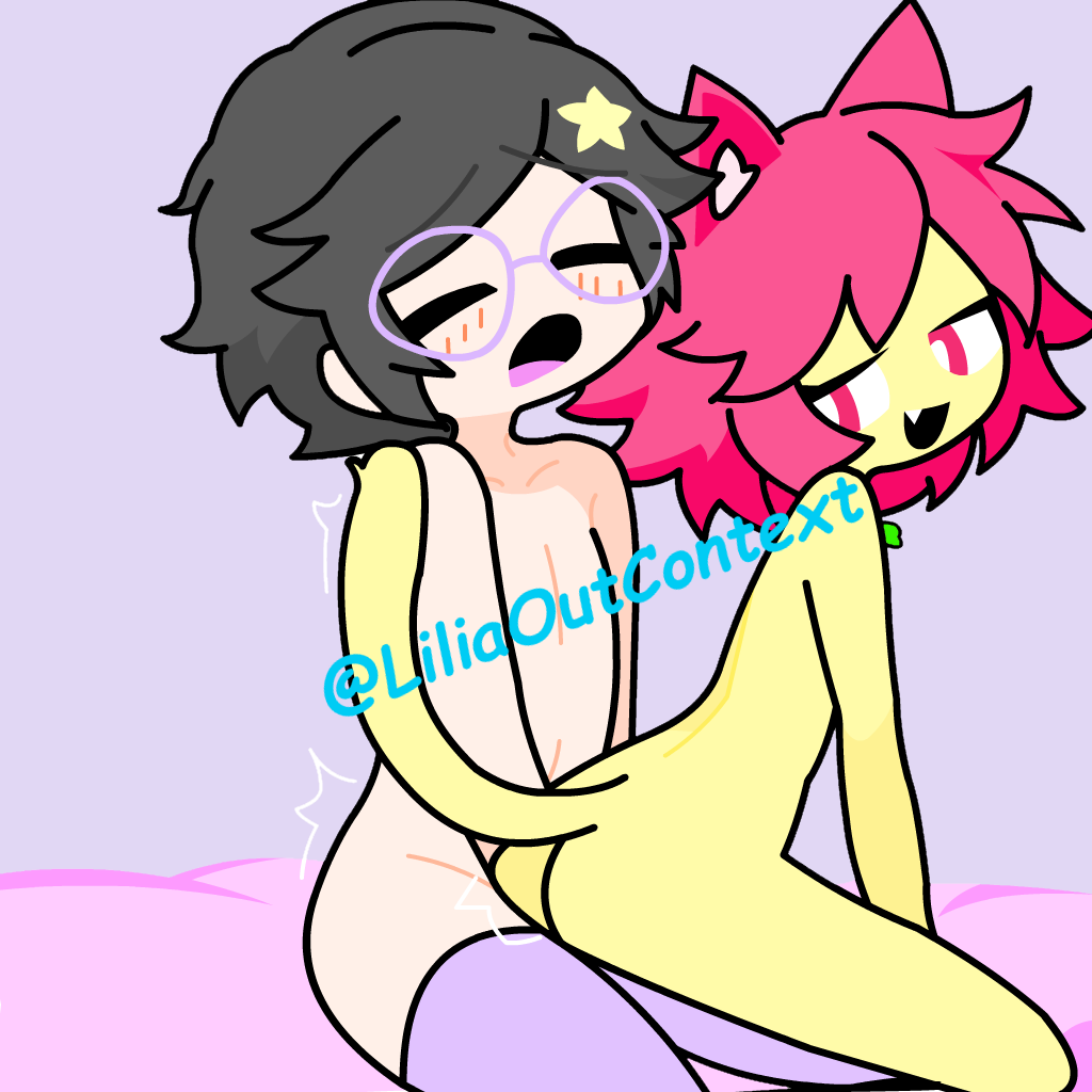 1boy 1girls blowjob cat_ears cat_girl cat_tail censored censored_penis commission female femboy femboy_on_female gray_hair interspecies liliaoutcontext male nekomimi nervous open_mouth original_character pink_hair pink_hoodie questionable_consent roblox robloxian sex sex_from_behind tagme