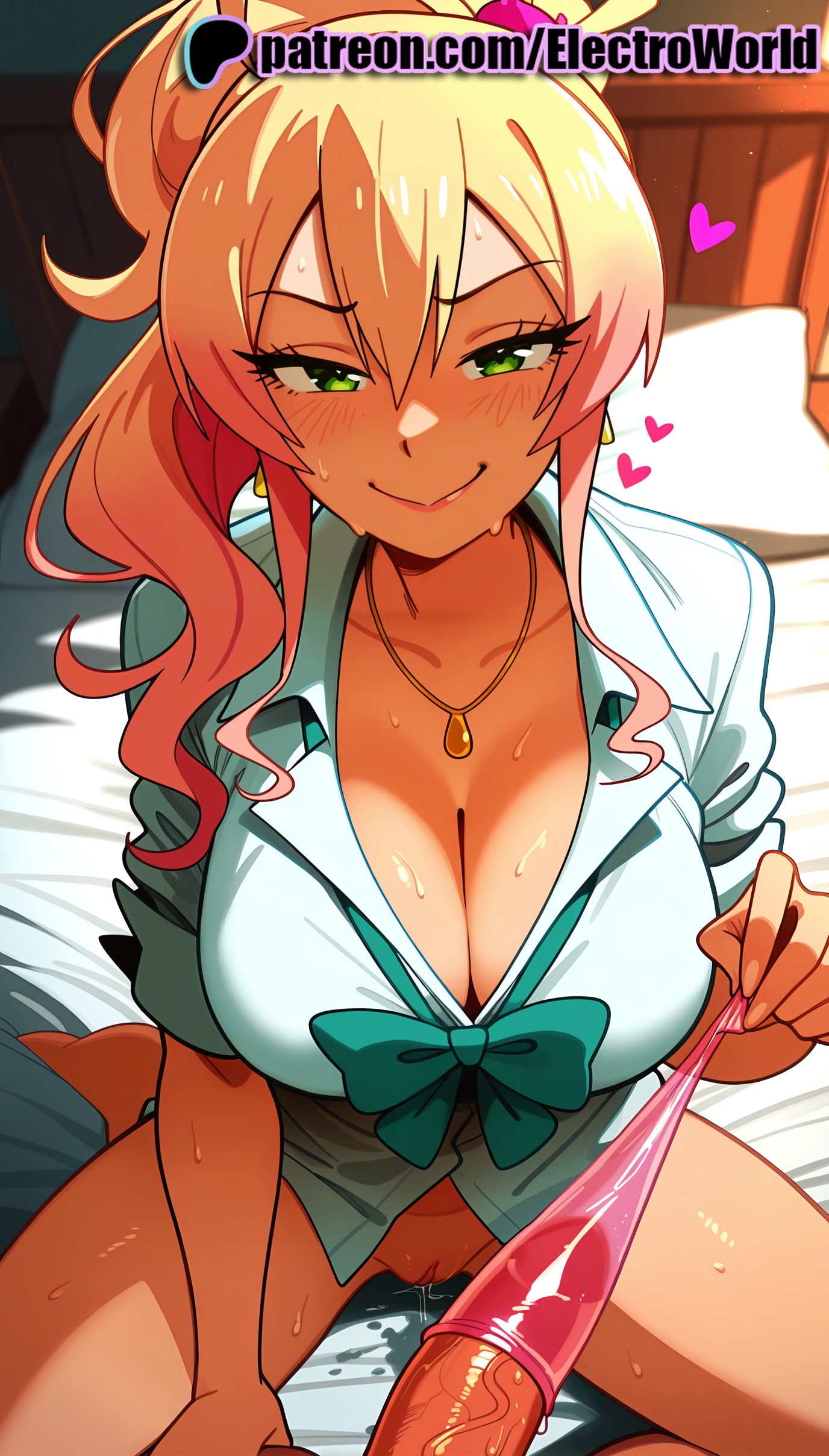 1girls, 2025, ai generated, artist name, big breasts, big chest, blush, breasts, bust, busty, chest, cleavage, cock, cum, dick, earrings, electroworld, erection, eyebrows visible through hair, female, green eyes, gyaru, hair between eyes, hajimete no gal, heart, hi res, high quality, high resolution, highres, jewelry, large breasts, long hair, male, panties, patreon, patreon username, penis, school uniform, skirt, smile, solo, stable diffusion, sweat, underwear, watermark, yame yukana