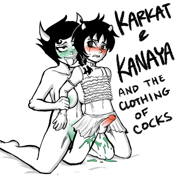 1boy 1futa ahe_gao anal biting_lip black_hair blush breasts clothing crablouse crossdressing crying cum erect_while_forced erect_while_penetrated erection futa_on_male futanari gloves glowing homestuck horns intersex kanaya_maryam karkat_vantas ms_paint_adventures penis rape sharp_teeth short_hair skirt tears testicles text troll webcomic white_background white_skin