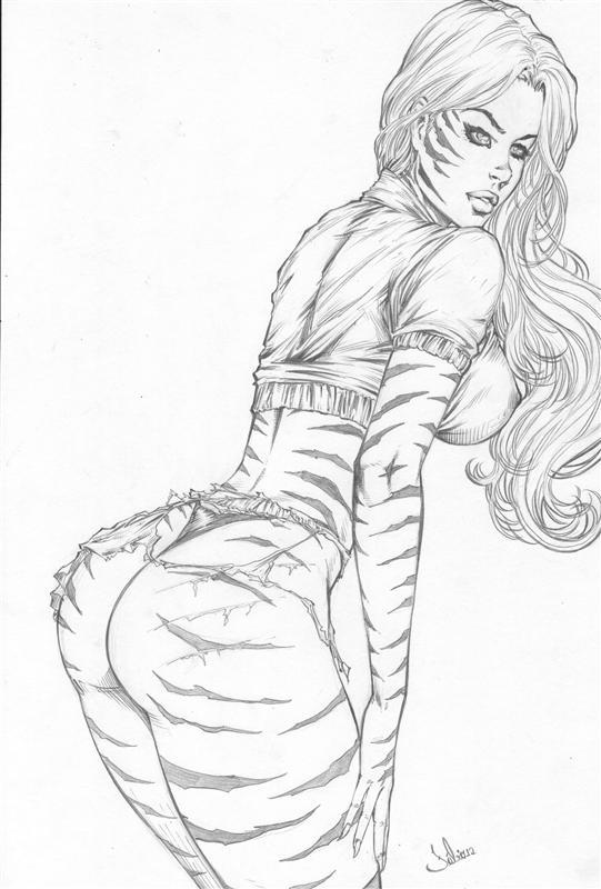 1girls 2012 ass avengers fabio female_only marvel monochrome solo tagme thong tigra