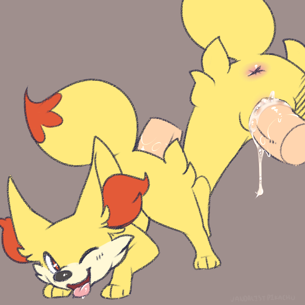 2017 animal_genitalia anus ass ass_up cum cum_in_pussy cum_inside disembodied_penis erection female fennekin male nintendo penetration penis pokemon pokemon_(species) pussy_juice straight tongue vaginal_penetration vandalistpikachu video_games