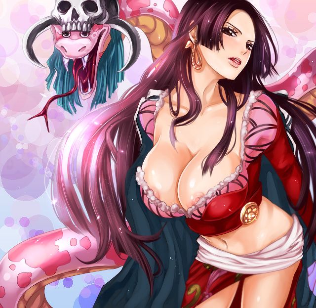 1girls blush boa_hancock breasts cape cleavage female female_only furachi midriff nipple_slip nipples one_piece pose salome_(one_piece) snake solo_focus thigh_gap