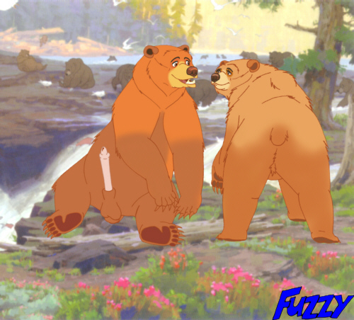 bear brother_bear disney feral kenai nita_(brother_bear) outdoors penis testicles