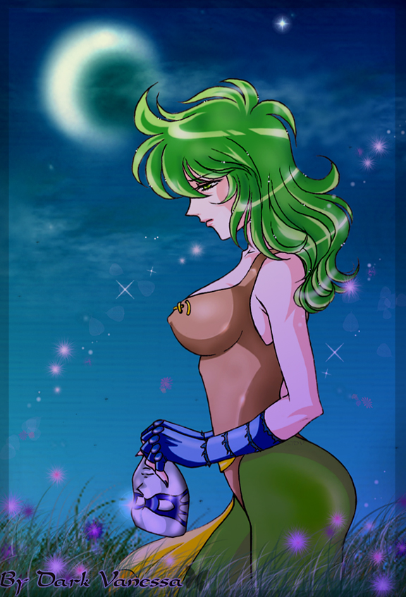 1girls breasts darkvanessalust female green_hair human light-skinned_female light_skin long_hair mask neutral_mask ophiuchus_shaina saint_seiya shounen_jump silver_saints solo