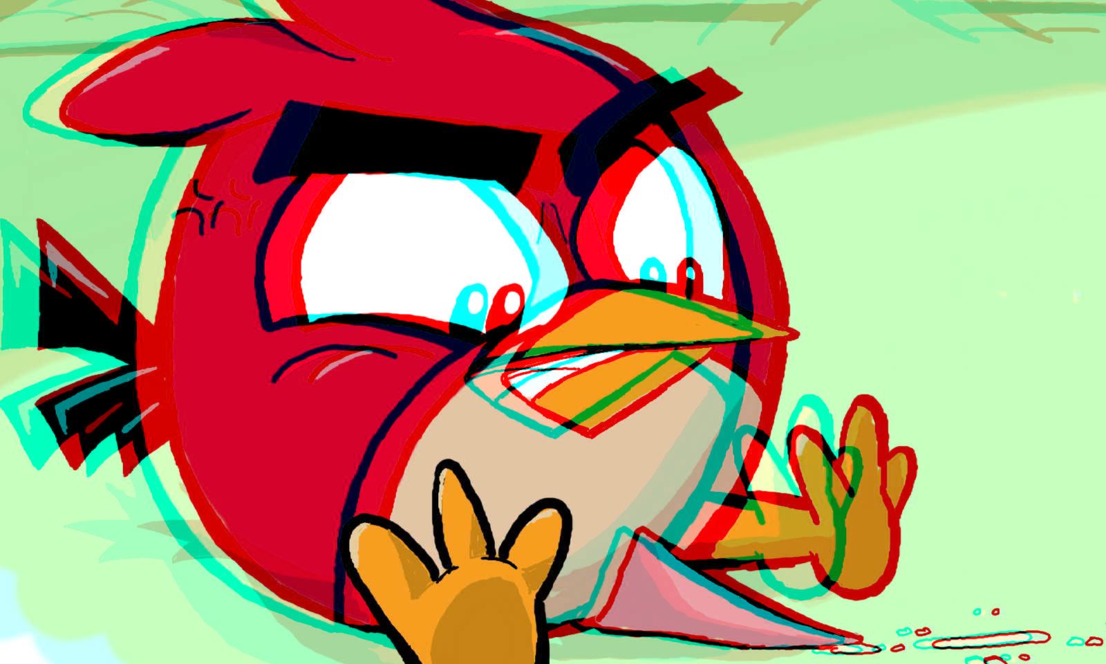 1boy anaglyph angry_birds animal male male_only red-bird red_(among_us) rovio sega tagme