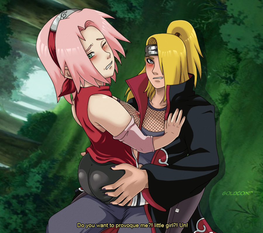 deidara female goldcoin goldcoinsuperstar human naruto naruto_shippuden sakura_haruno