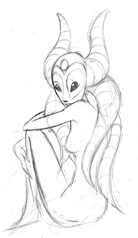 1girls alien alien_girl breasts cartoon_network clone_wars_(2003) completely_nude female female_only horn humanoid jedi jedi_master knees_up looking_at_viewer lucasfilm mac_(artist) monochrome nude nude_female shaak_ti side_view sideboob sitting sketch small_breasts solo source_request star_wars tentacle tentacle_hair togruta year_request