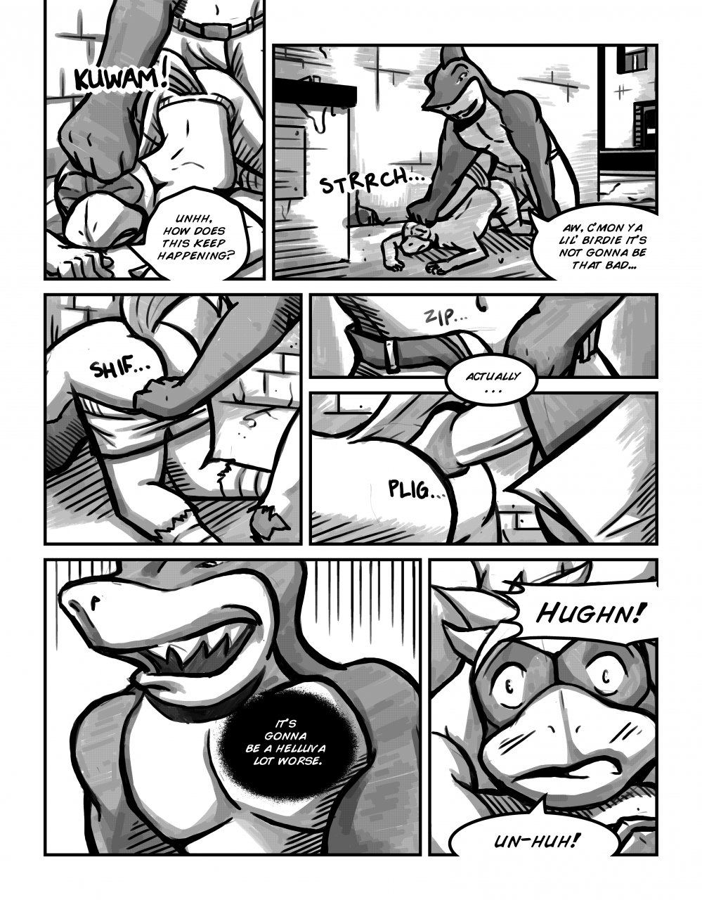 ass clothes comic english_text interspecies male male_only monochrome multiple_males penis ripster sex street_sharks tagme text veem0n yaoi