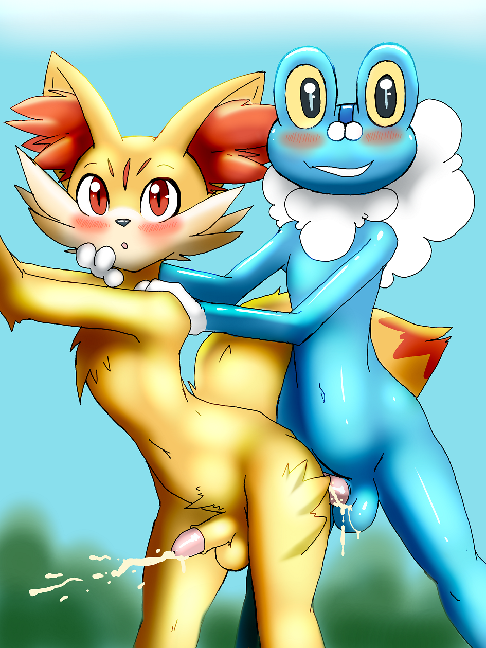 2boys :o anal anal_sex ass blush couple cum cum_in_ass cute dark-moltres ejaculation femboy fennekin froakie furry male multiple_males navel no_humans open_mouth penetration pokemon pokemon_(species) red_eyes simple_background smile tail yaoi