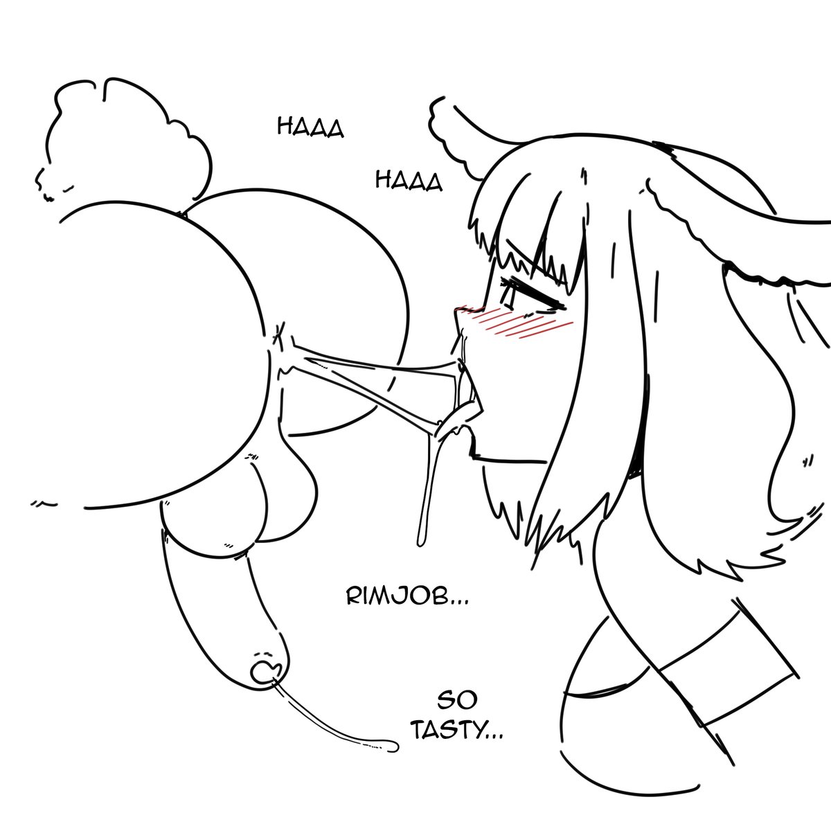 animal ears, animal tail, anus, blushing, bunny boy, bunny girl, cuckold, cuckolding, drool, drool string, eating ass, english text, female, hasselnut, large breasts, male, netorare, ntr, original, penis, precum, precum drip, precum string, rabbit boy, rabbit girl, rimjob, rimming, straight, tongue, tongue out, wolfgang bang