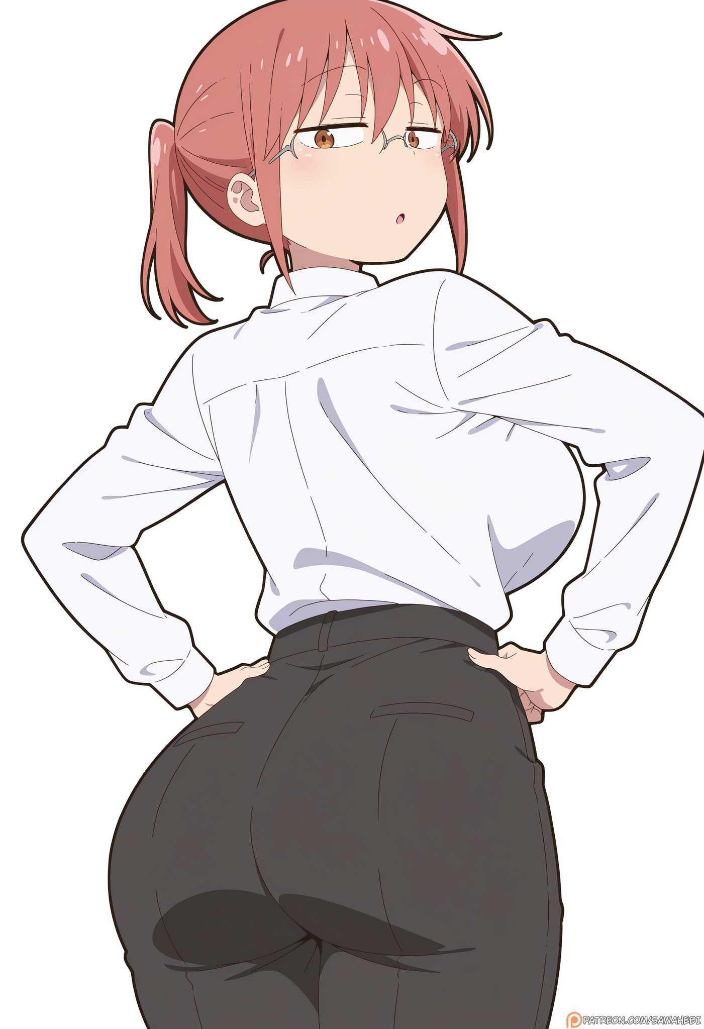 1girl, 1girls, ai generated, ass, ass focus, back pockets, butt, butt focus, female, female only, kobayashi, kobayashi (maidragon), kobayashi-san chi no maidragon, looking at viewer, looking back, miss kobayashi's dragon maid, sawahebi