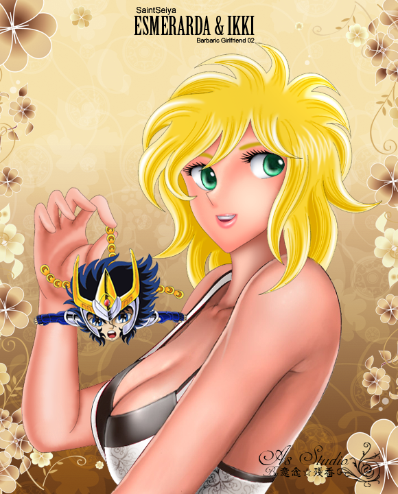 1girls blonde_female breasts cleavage esmeralda_(saint_seiya) female human long_hair phoenix_ikki saint_seiya shounen_jump