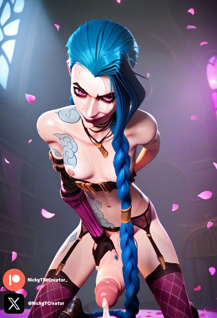 ai_generated arcane arcane_jinx big_breasts big_penis blue_hair cock colored cum dick fluids futanari futanari/female jinx_(league_of_legends) long_hair long_penis masturbation nickythecreator nipple_piercing nipples nude nude_futanari penis pink_eyes pink_nipples pircing sexy sexy_body sexy_pose small_breast testicles white_body white_girl white_skin