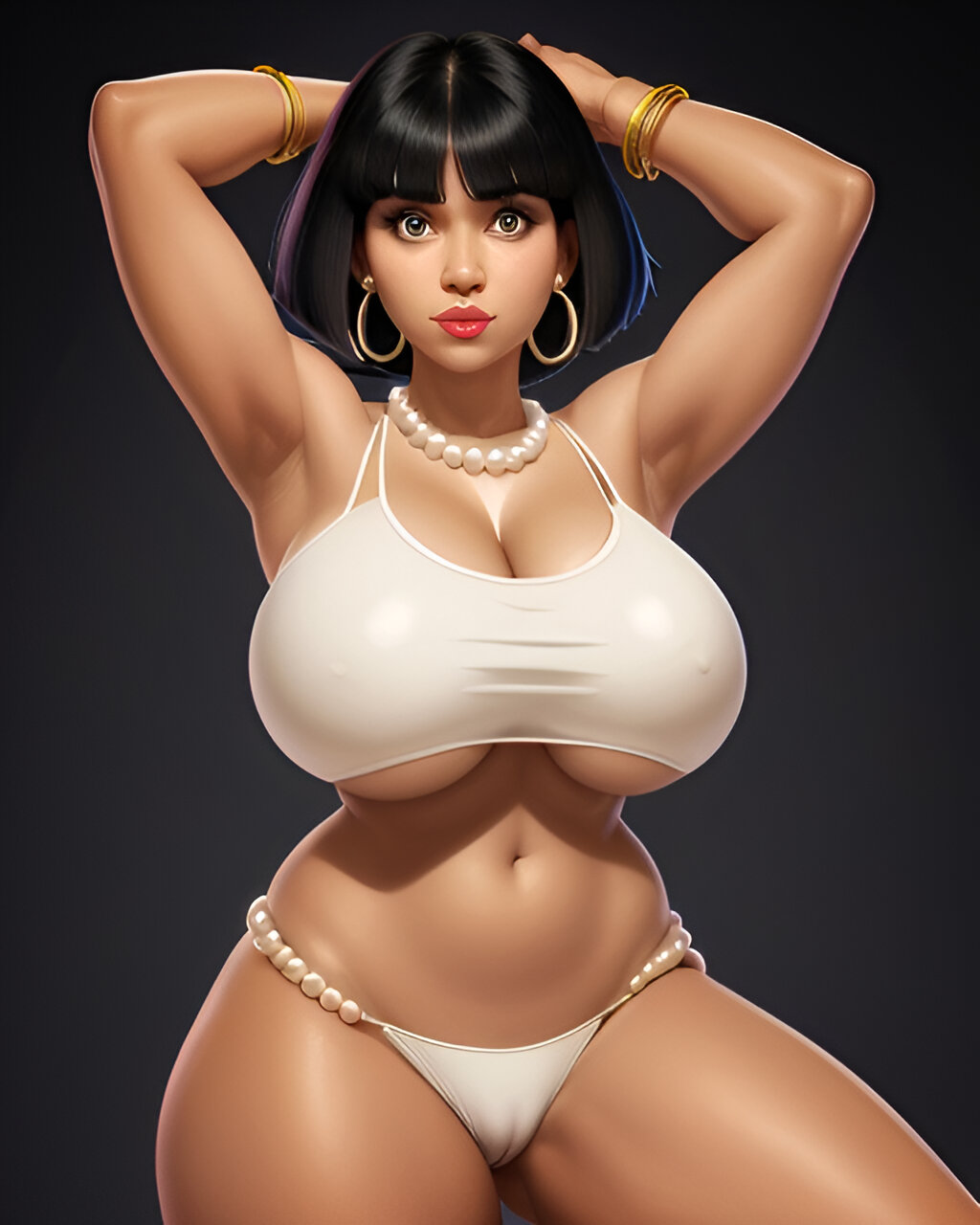 1girls ai_generated athletic athletic_female big_breasts black_hair bob_cut bracelet bracelets busty cute_face dora_marquez dora_the_explorer earrings erect_nipples female_only feminine golden_bracelets golden_earrings hands_behind_head hoop_earrings large_boobs large_breasts large_tits latina latina_milf massive_breasts medium_hair milf milfs navel neck necklace neckline nipples nude nude_female pearl_necklace pearl_panties perfect_body piz45 posing realistic seductive_pose short_hair simple_background solo_female white_bikini white_panties