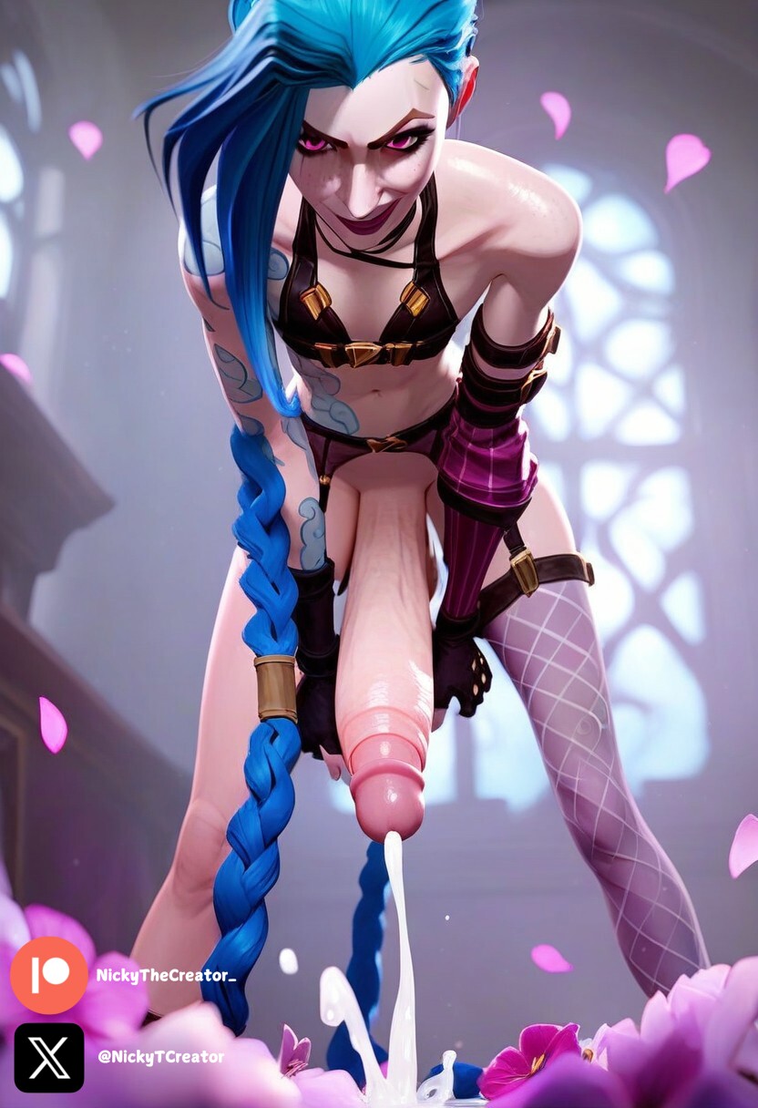 ai_generated arcane arcane_jinx big_breasts big_penis blue_hair cock colored cum dick fluids futanari futanari/female jinx_(league_of_legends) long_hair long_penis masturbation nipple_piercing nipples nude nude_futanari penis pink_eyes pink_nipples pircing sexy sexy_body sexy_pose small_breast testicles white_body white_girl white_skin