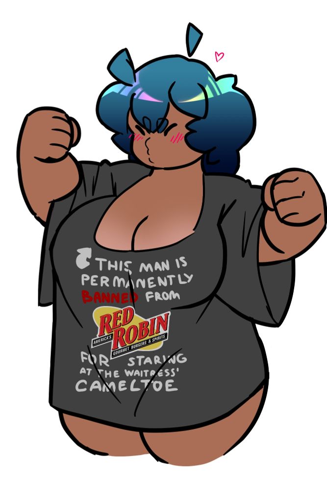 big_shirt big_tshirt blue_hair blush blush blush_lines brat bratty bratty_submissive closed_eyes curvy_figure dckiq funny_shirt funny_tshirt grumpy grumpy_face grumpy_sub kiqki_(dckiq) large_breasts oversized_clothes oversized_shirt partners_clothes partners_shirt short_hair stolen_clothes stolen_shirt stolen_tshirt tan_skin tan_skinned_female text_on_clothing text_on_shirt thicc thick_thighs tshirt