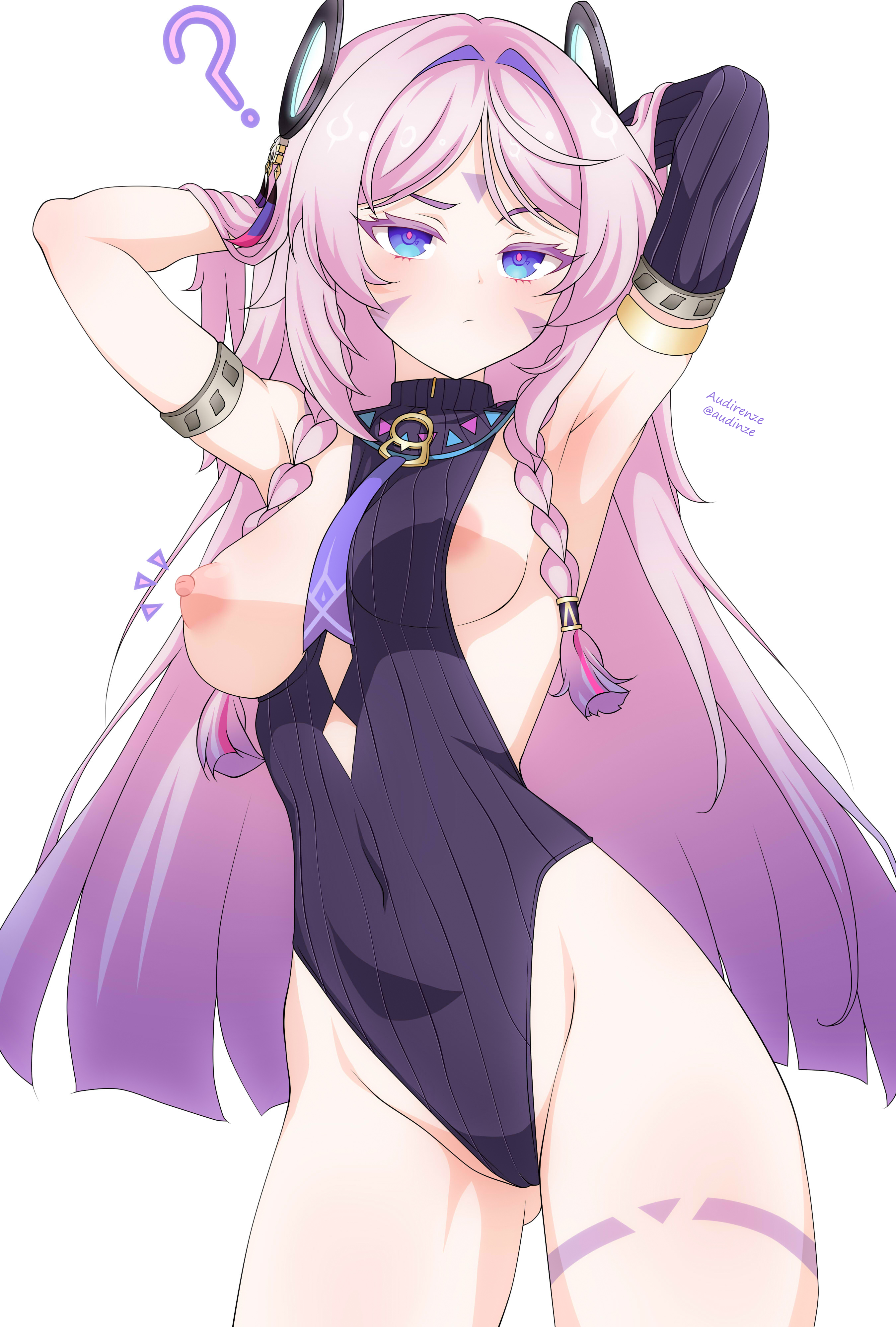 ?, 1girls, absurd res, audirenze, breasts, citlali (genshin impact), female, female focus, female only, genshin impact, hi res, light skin, light-skinned female, looking at viewer, solo, thighs, unaware