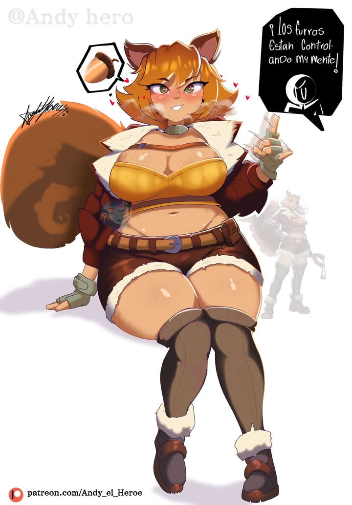 1girls 2d andy_hero blush cleavage female handjob_gesture heart_eyes large_breasts marvel marvel_rivals nut_(fruit) solo spanish_text squirrel_ears squirrel_girl_(marvel) squirrel_girl_(marvel_rivals) squirrel_tail thick_thighs wide_hips zettai_ryouiki