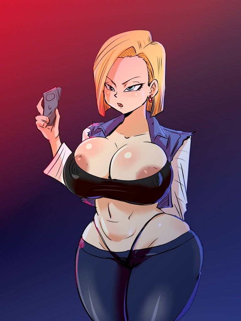 1girls android_18 blonde_female blonde_hair blue_eyes camel_toe cleavage curvy dragon_ball erect_nipples huge_ass huge_breasts rickert_kai short_hair voluptuous wide_hips