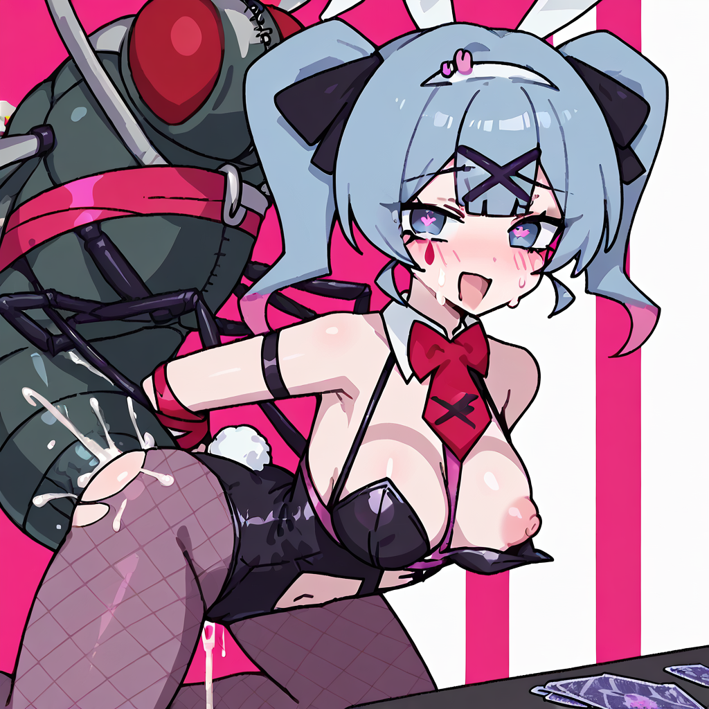 1girls ai_generated anal ass blue_eyes blue_hair blush breasts cum fishnet_legwear fishnets fly hatsune_miku heart-shaped_pupils insectophilia insects interspecies looking_at_viewer nipples pantyhose playboy_bunny pussy rabbit_ears rabbit_hole_(deco*27/caststation) rabbit_hole_(vocaloid) sex sex_from_behind smile stable_diffusion torn_clothes twintails uwuia vaginal_penetration vocaloid zoophilia