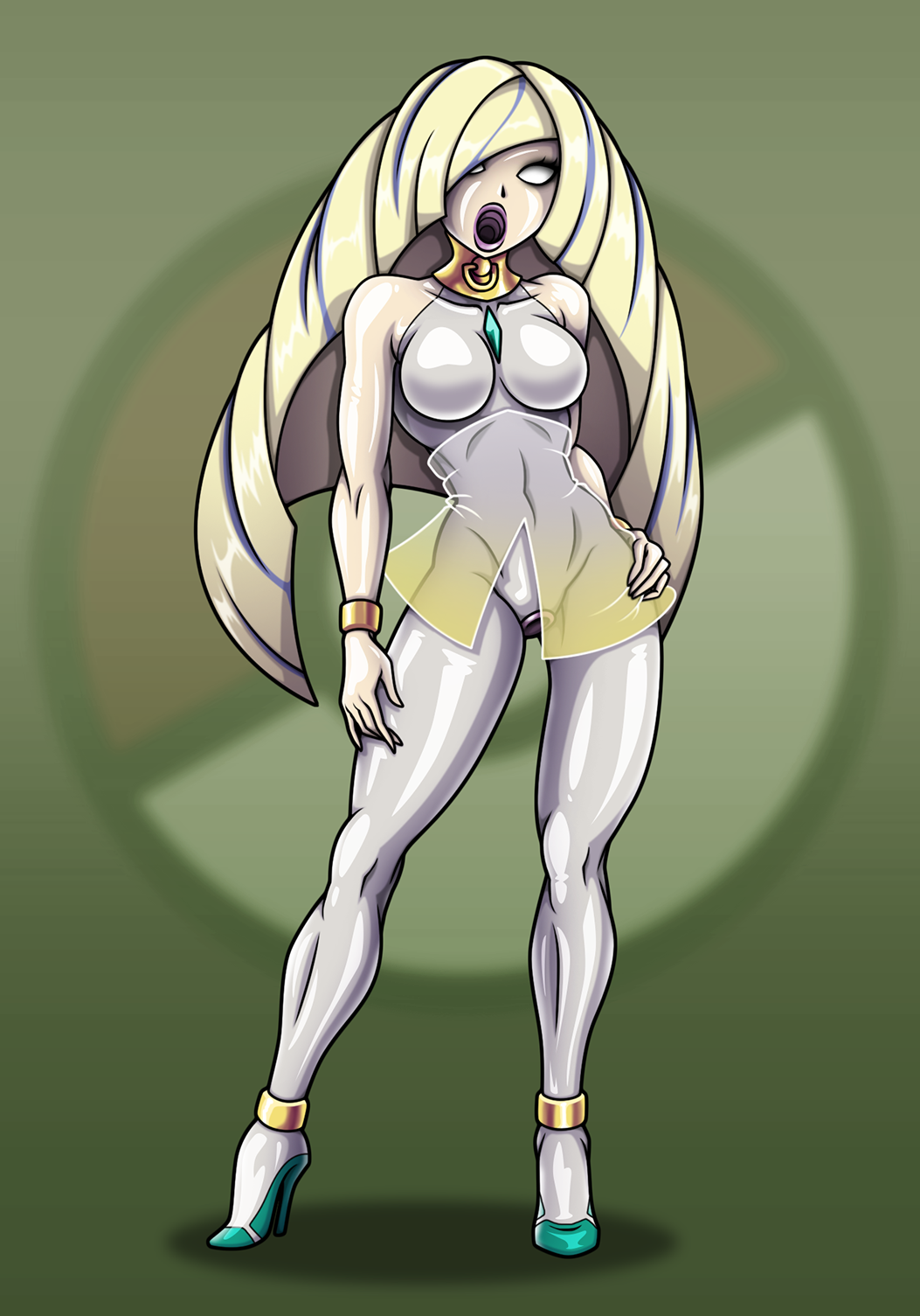 animate_inanimate doll dollification high_heels latex lusamine_(pokemon) nintendo open_mouth pokeball pokemon re-maker remaker round_mouth rubber sex_doll sex_doll_holes sex_doll_transformation tagme whitewash_eyes