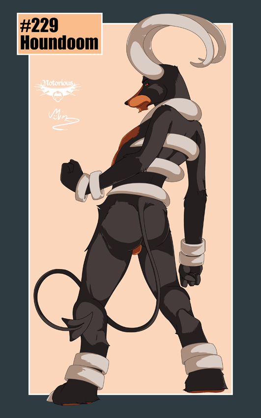 ass back_view color horns houndoom male male_only mingchee notorious84 pokemon solo standing tagme