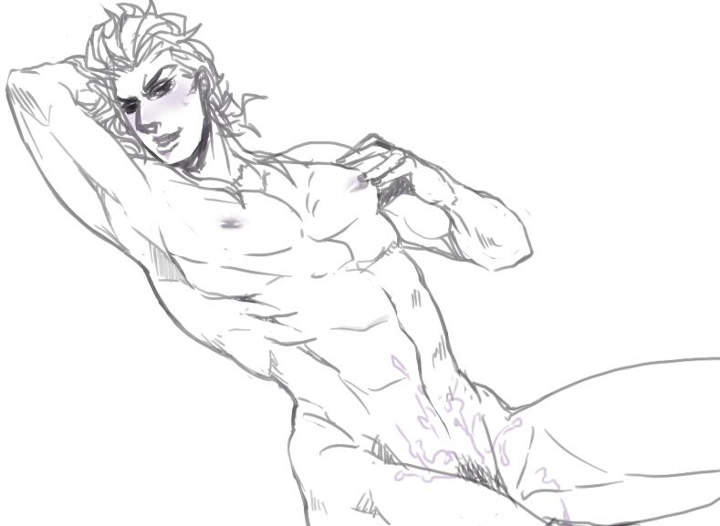 1boy dio_brando jojo's_bizarre_adventure male male_only muscular_male nude_male pubic_hair solo stardust_crusaders