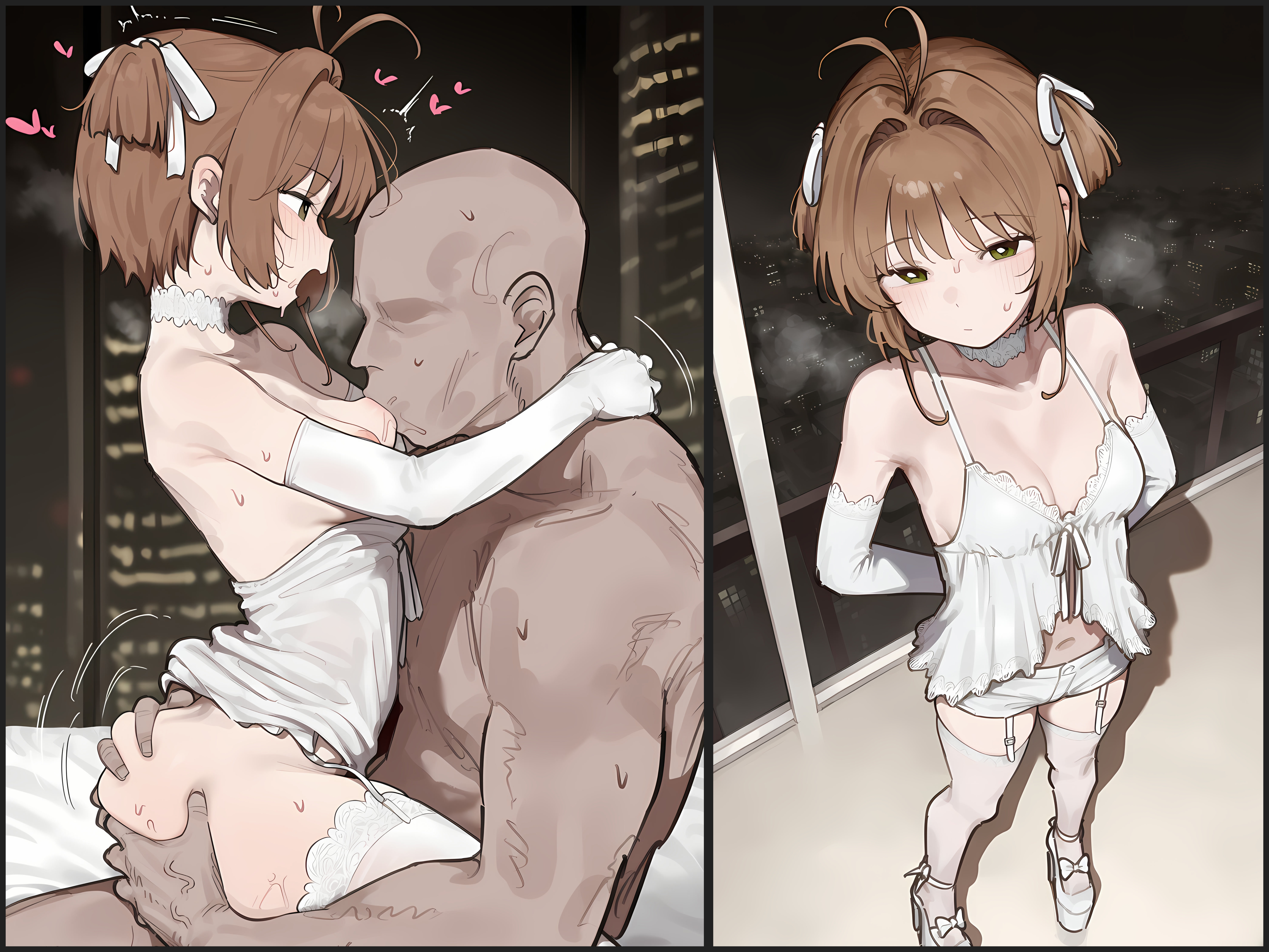 1girl, 2koma, abs, absurdres, age difference, aged up, ai generated, anime style, ass, babydoll, bald, big penis, breasts, breeding, bull, cardcaptor sakura, cheating, cowgirl position, cuckold, cuckolding, curvy, dark skin, dark-skinned male, hentai, hi res, high heels, high quality, high resolution, huge cock, interracial, large penis, light-skinned female, lingerie, magical girl, male domination, masterpiece, muscular, muscular male, netorare, nipples, ntr, nude, pale skin, patreon, patreon username, petite, petite body, petite breasts, petite female, pussy, raceplay, sakura kinomoto, sex, size difference, small breasts, spread legs, sucking nipples, sweat, teen, teen girl, teenage, teenage female, teenage girl, teenage tits, teenager, thighs, upright straddle, voluptuous, white underwear, yonzu9797
